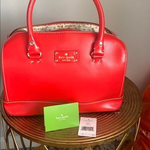 Red Kate spade square bucket purse